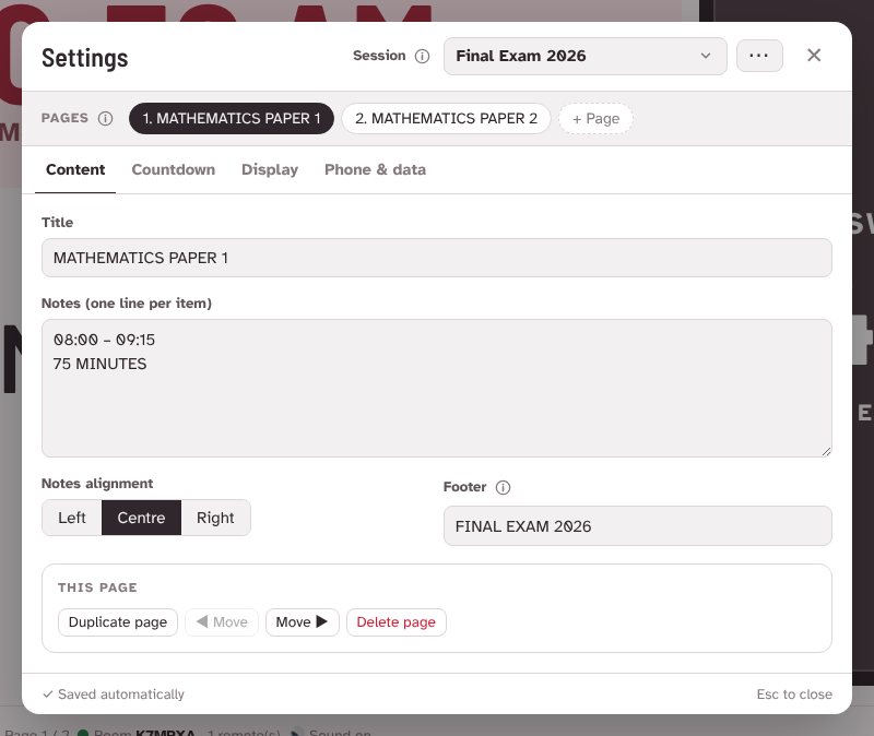 Settings window on the Content tab